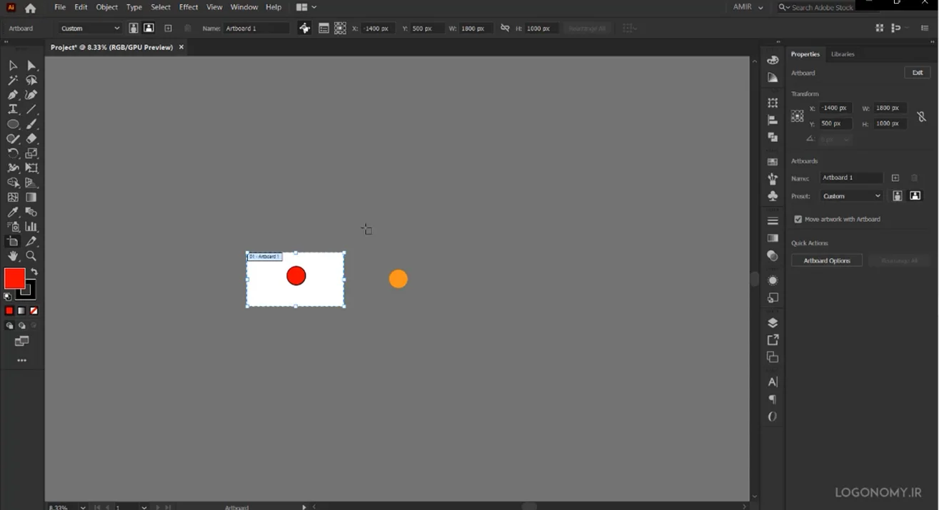 آموزش طراحی لوگو در نرم افزار الاستریتور- ایجاد صفحه ی کاری (ArtBoard)